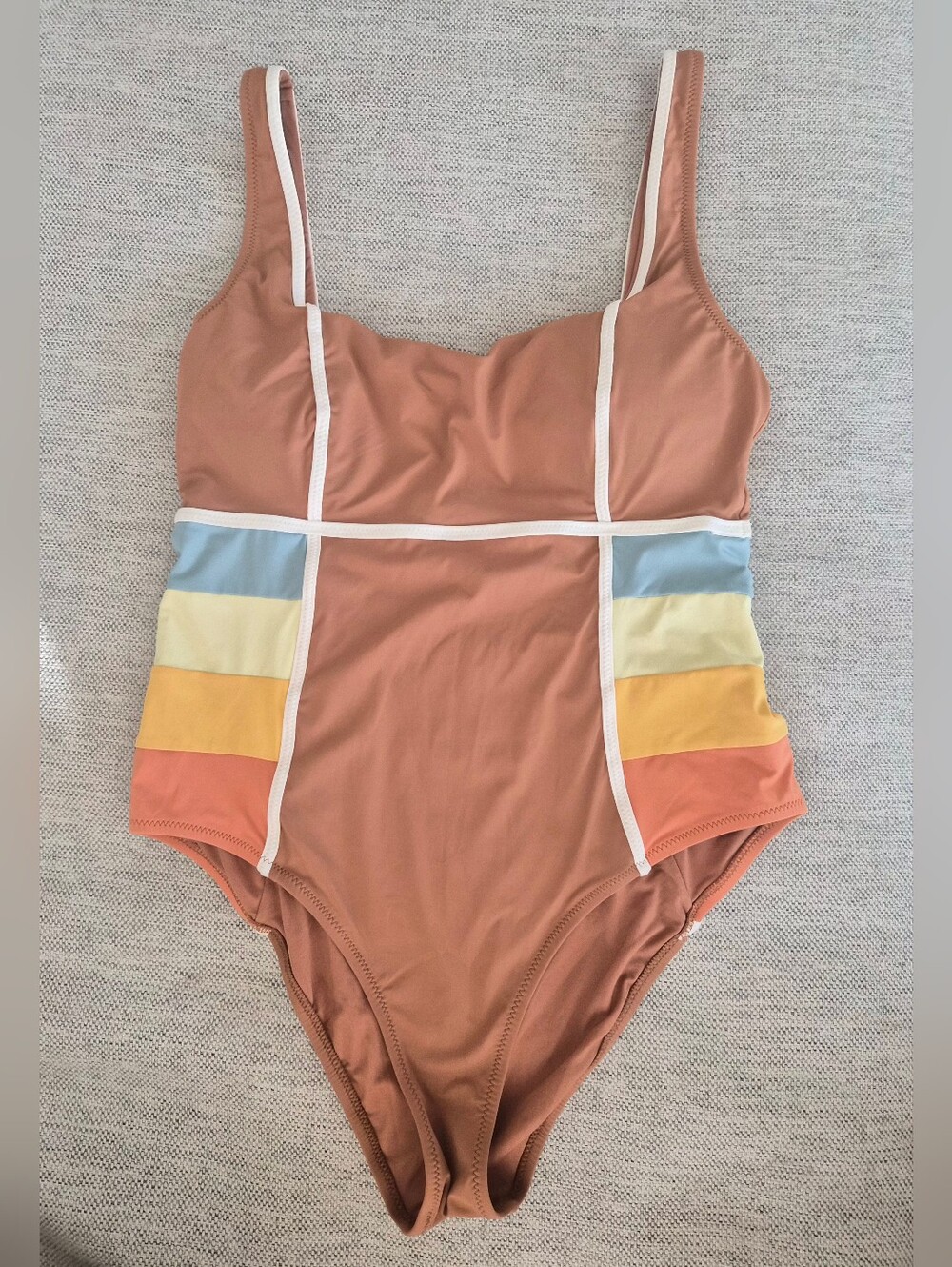 Rip Curl Color Block One-Piece Swimsuit with Pastel Side Stripes